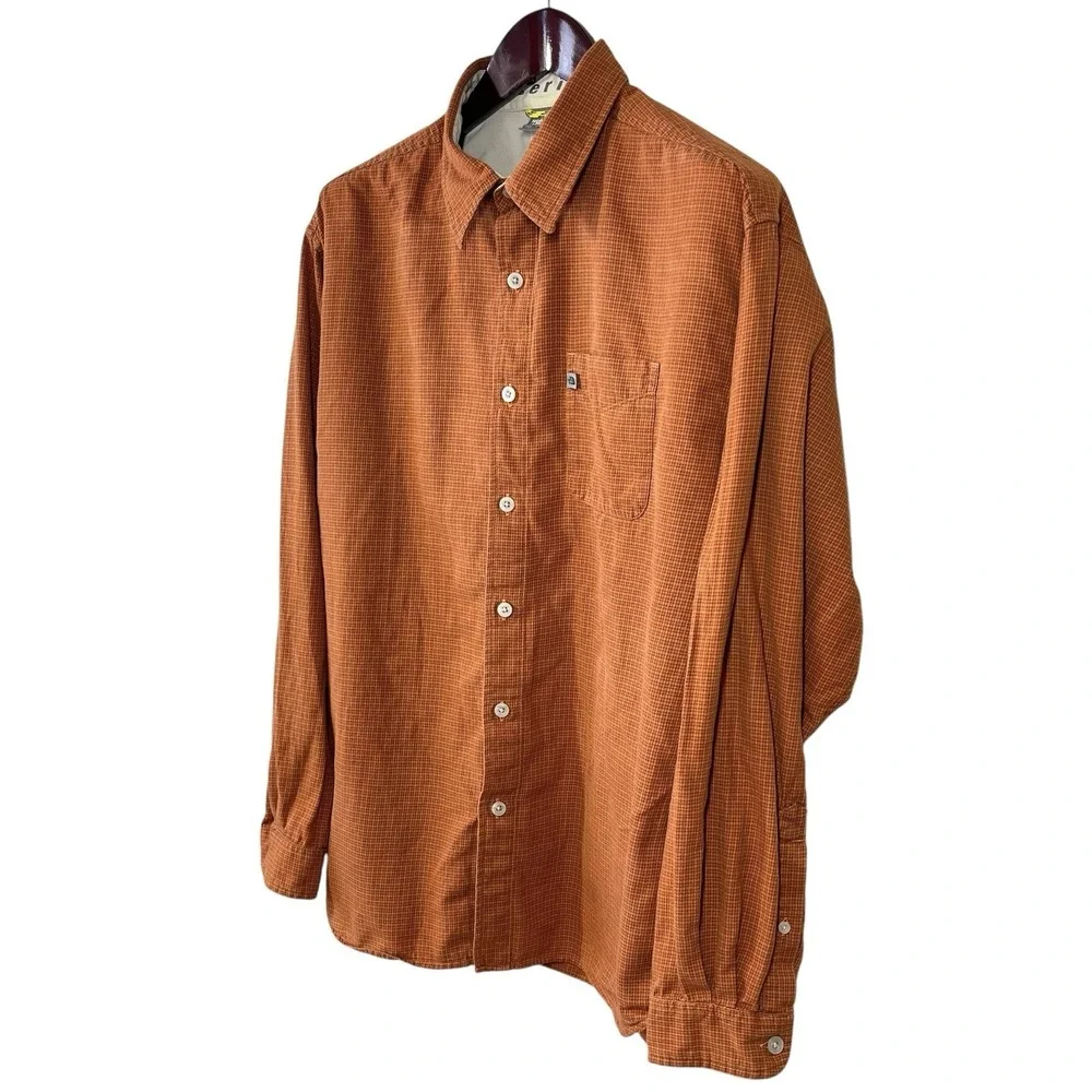 THE‎ NORTH FACE A5 Series Shirt Mens L Orange Long-Sleeve Button Up Hiking Camp